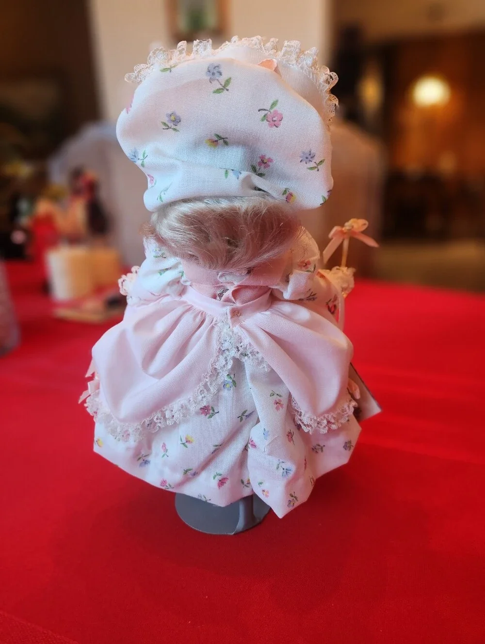 Porcelain Collectible Doll in Pink Floral Dress